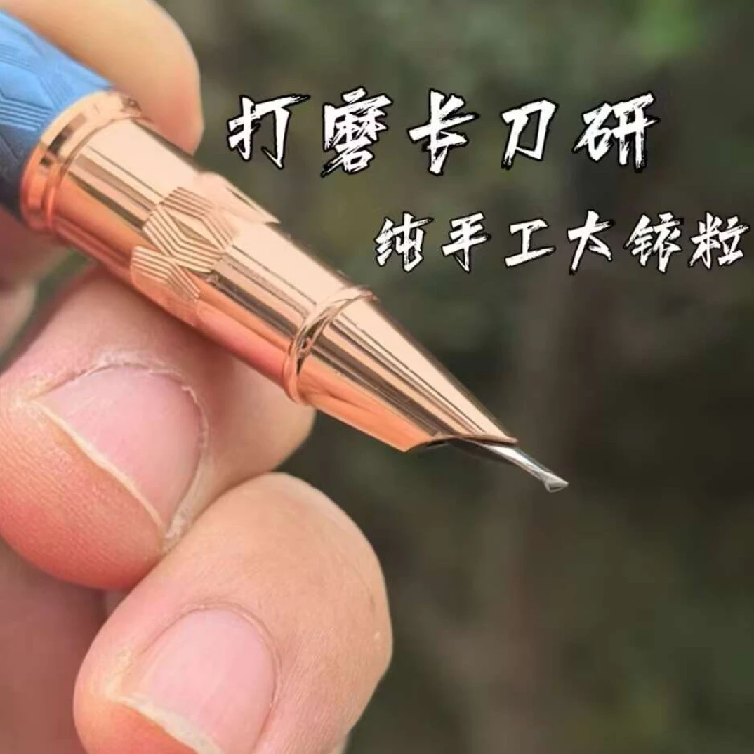 长刀研钢笔纯手工打磨暗尖大铱粒易出峰卡扣笔帽练字签名书法钢笔