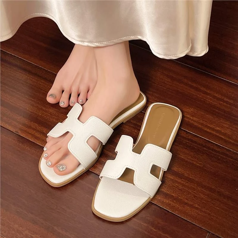 2025新款凉拖鞋时尚百搭h拖鞋女夏季外穿ins潮平底网红水钻一字拖