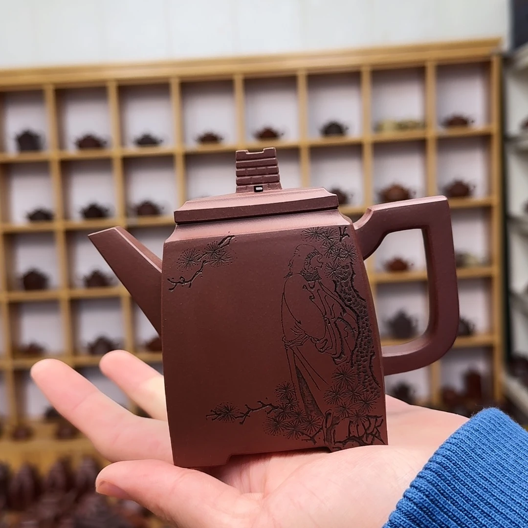 茶壶紫砂四方长城300cc