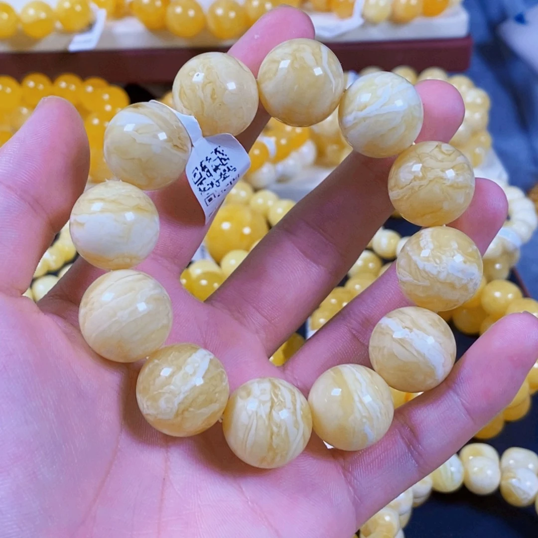 因***伟未镶嵌琥珀手链19mm虎皮纹43
