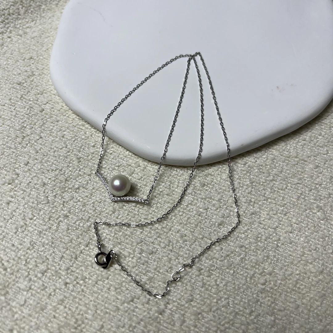 v字项链锁骨链 天然淡水珍珠（8）