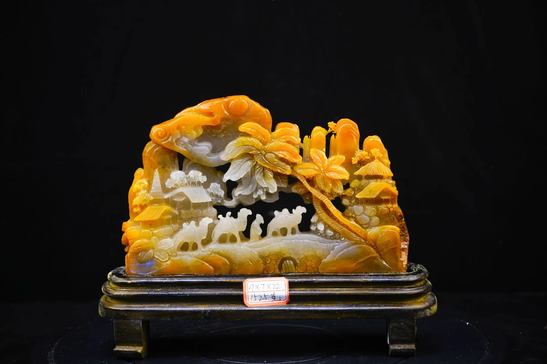 编号116福建手工雕刻寿山石丝绸之路摆件27cm*7cm*22cm克重1525克