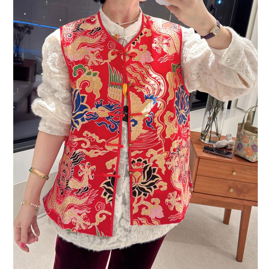 3488-1《祥瑞龙》织锦马甲  新中式 国风 百搭