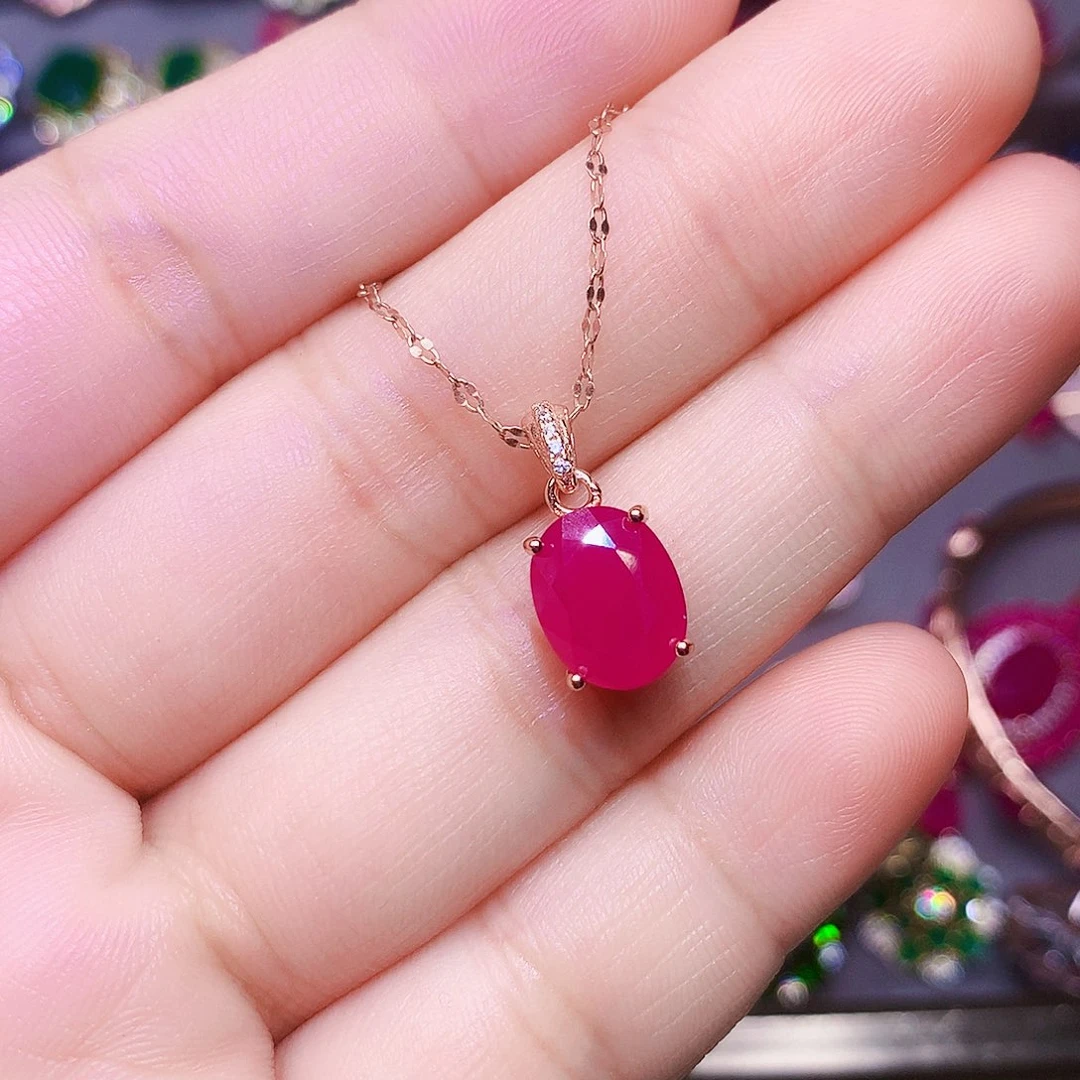 颈饰银S925镶嵌红宝石