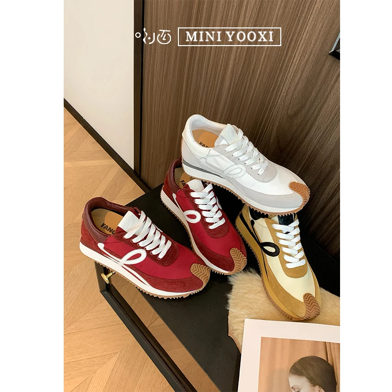 复古系带阿甘鞋女2025春季新款厚底德训鞋百搭舒适透气运动休闲鞋