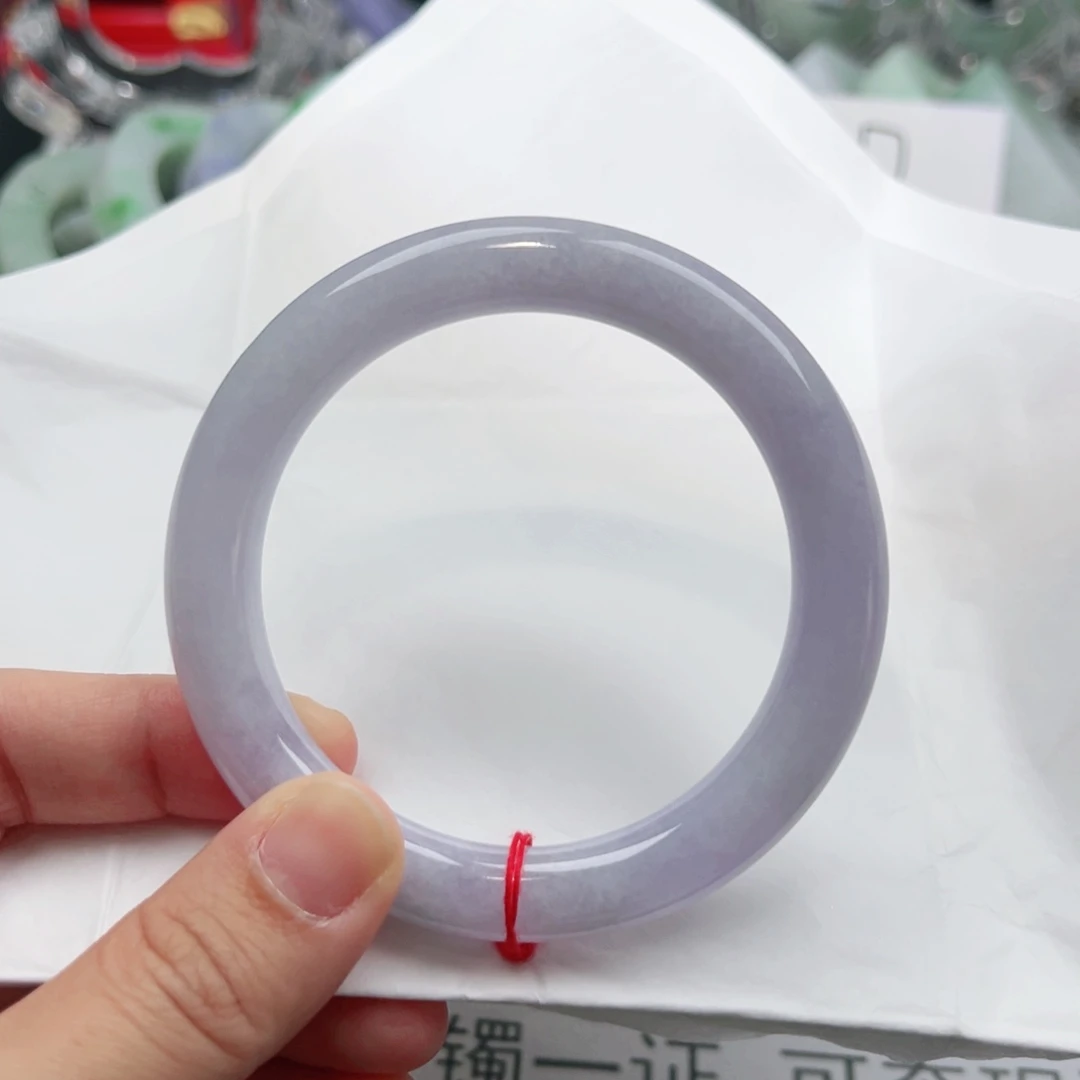 定制翡翠未镶嵌天然翡翠A货手镯天然翡翠A货58 胖紫圆条