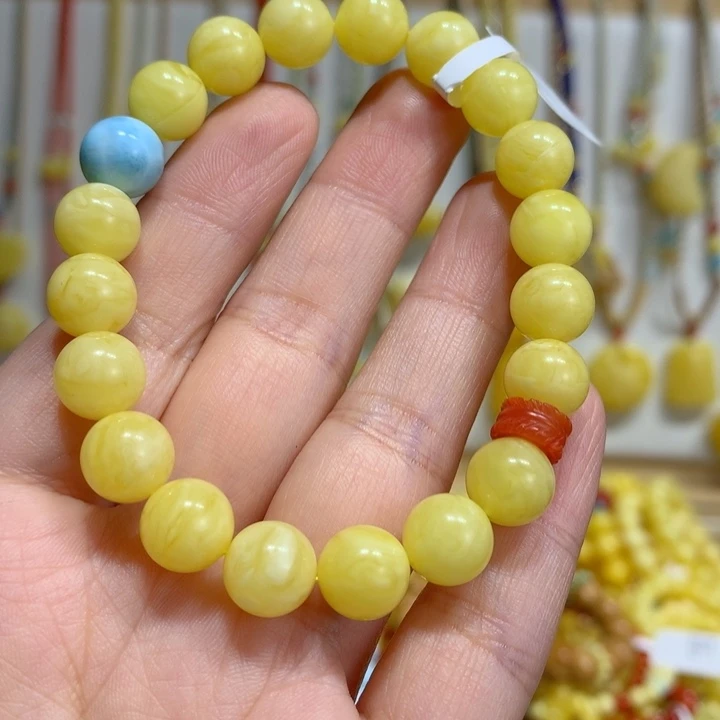 蜜蜡未镶嵌手链9.4mm