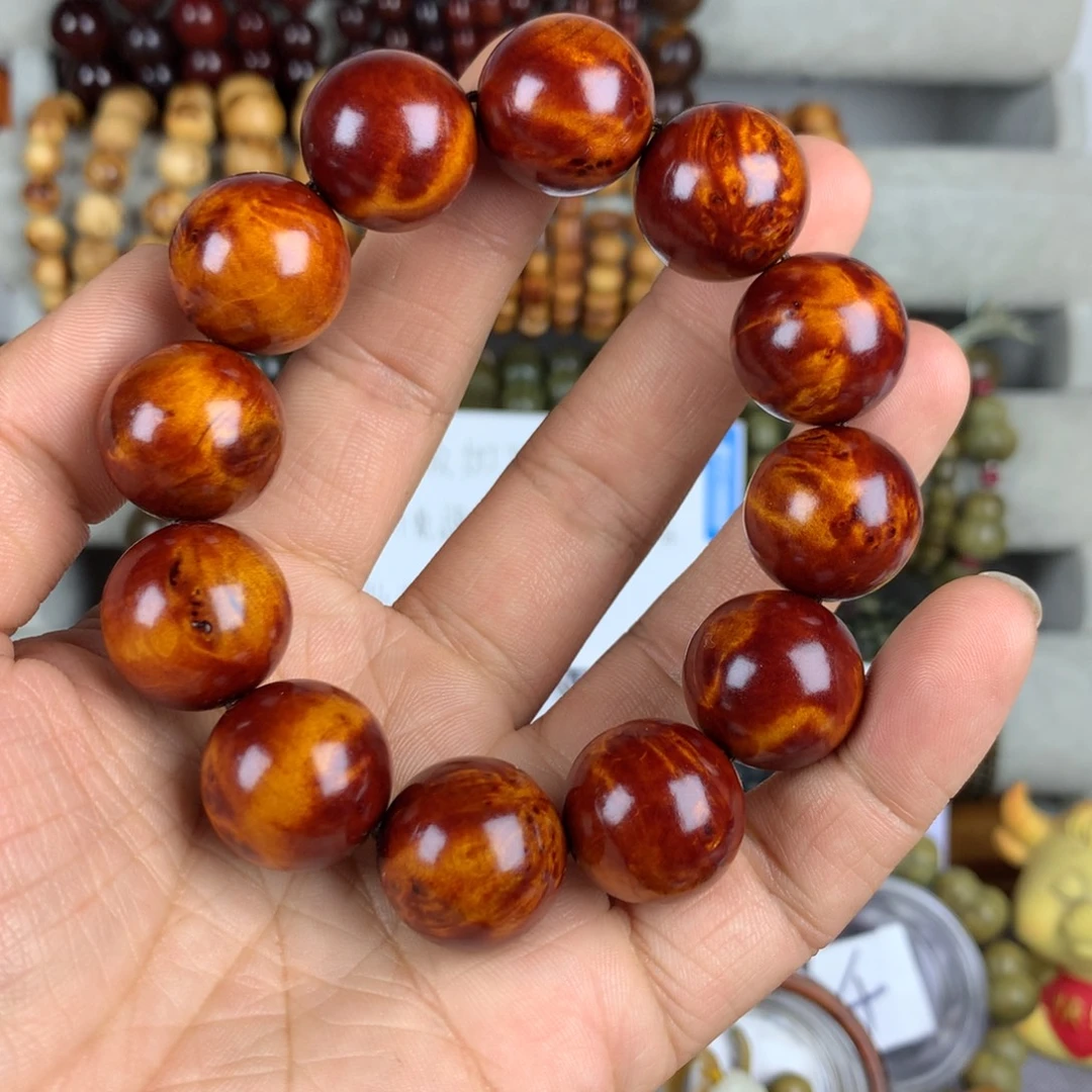 羽***华绿檀崖柏木封釉款式20圆珠素圈