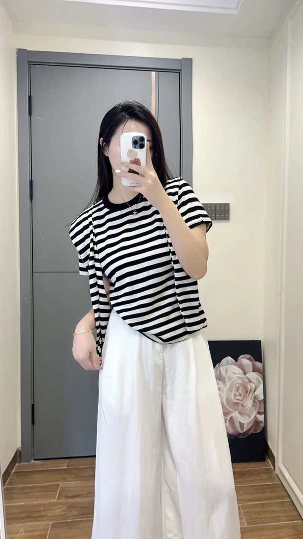 GRR,【慵懒笔记】披肩两件套条纹正肩上衣