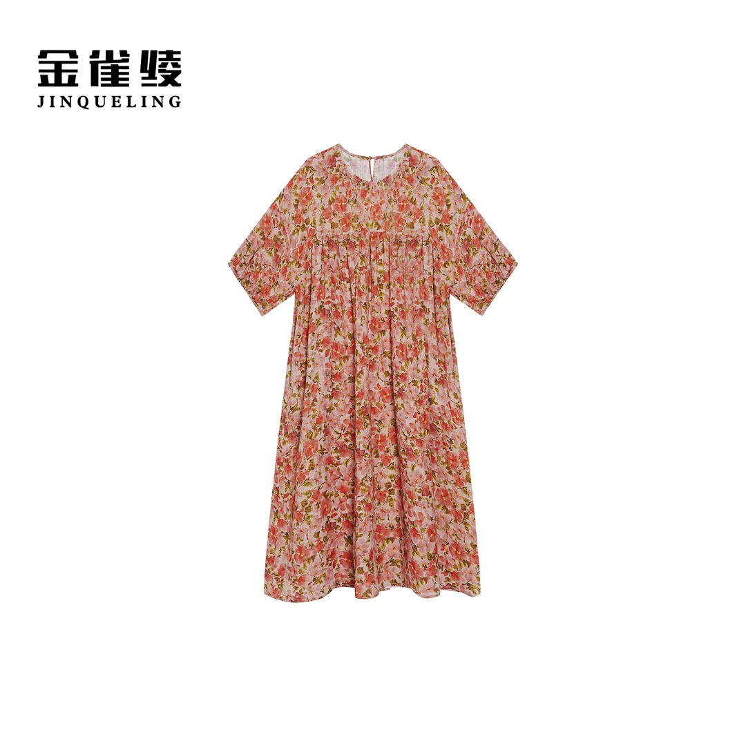 金雀绫【十里花田】法式碎花复古印花女装连衣裙SZA1L164