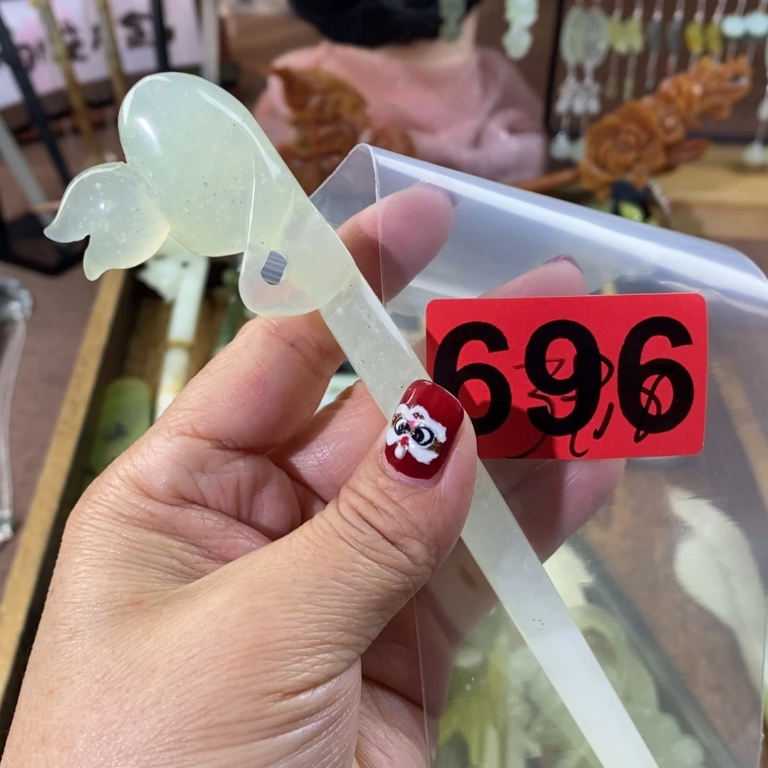 蛇纹石玉玉簪合金妘*