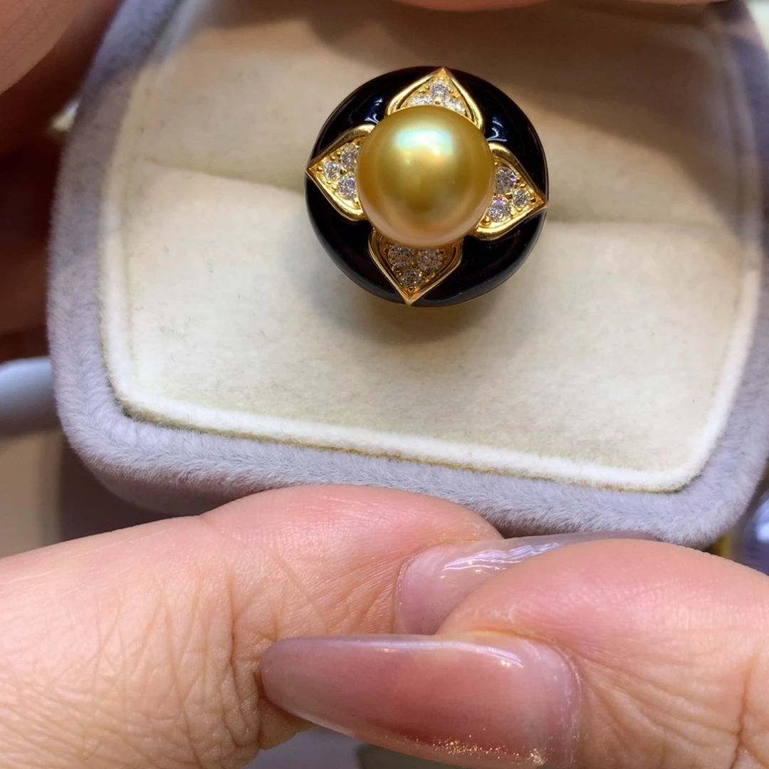 银S925镶嵌戒指海水珍珠