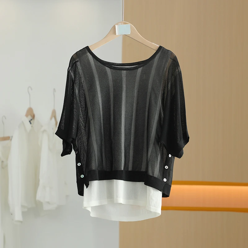 【唐长老自营】货号5174女装春秋新款简约短袖针织衫M