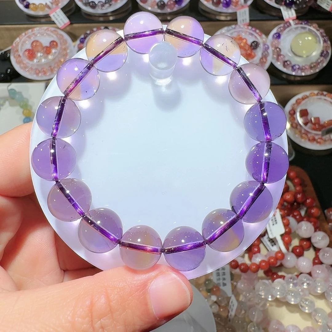 未镶嵌水晶手链12mm紫黄晶手串