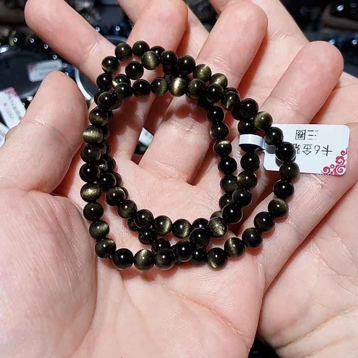 蓬***仙未镶嵌黑曜岩手串