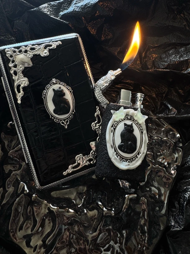 鳄鱼头原创手作金属机身质感可充气明火直冲两用打火机