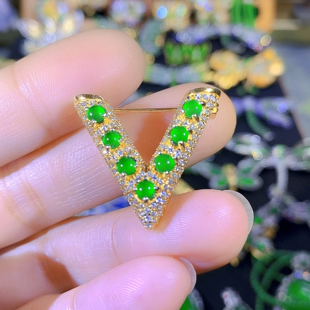 吊坠(不含链)银S925镶嵌翡翠