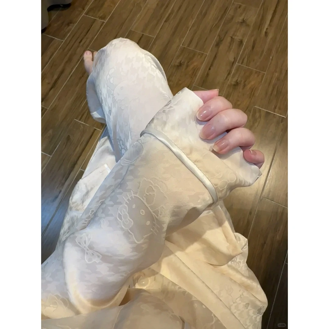 【甜美kitty猫】纯欲甜美长袖冰丝睡衣女套装春夏季2025套装家居服