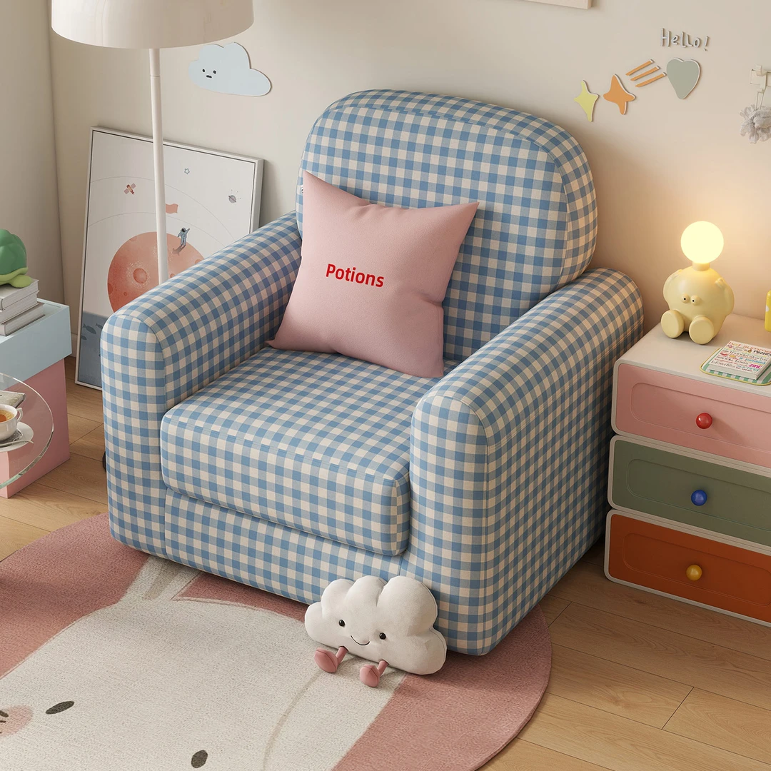 单人沙发椅奶油风布艺棉麻小沙发女生卧室沙发椅客厅公寓懒人沙发