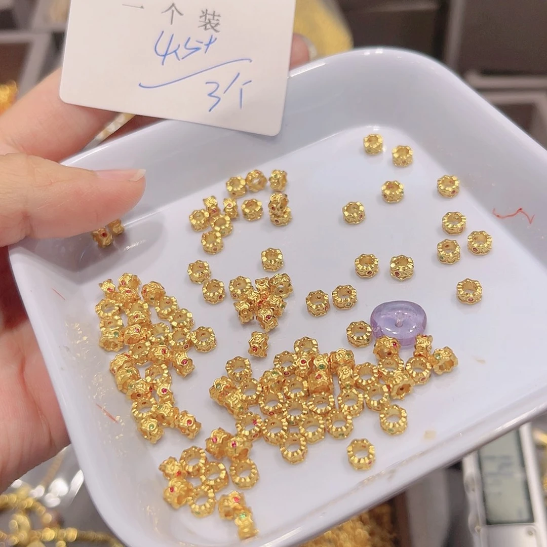 水晶珠宝半成品银S925镀金镶嵌20