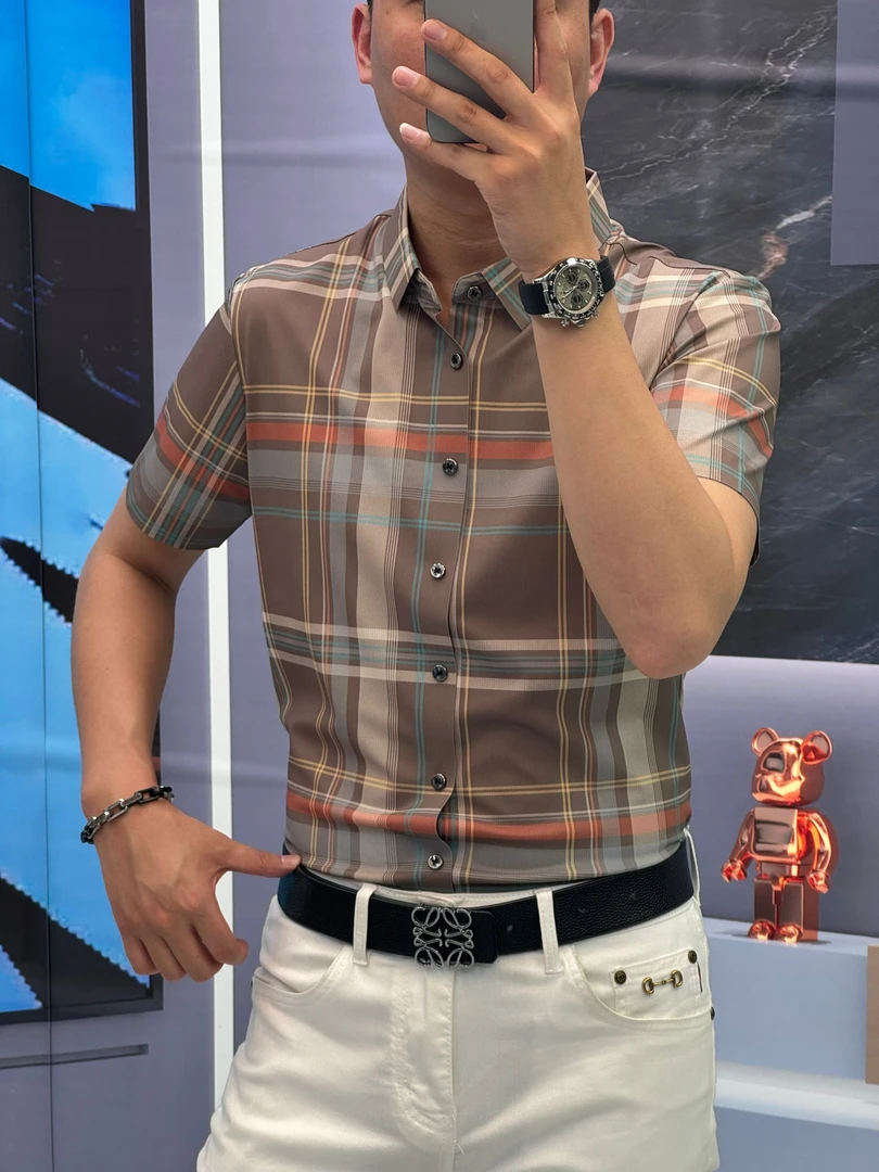 2025（轩诚）新款夏季条纹商务男士时尚休闲高品质短袖衬衫男款衬衣