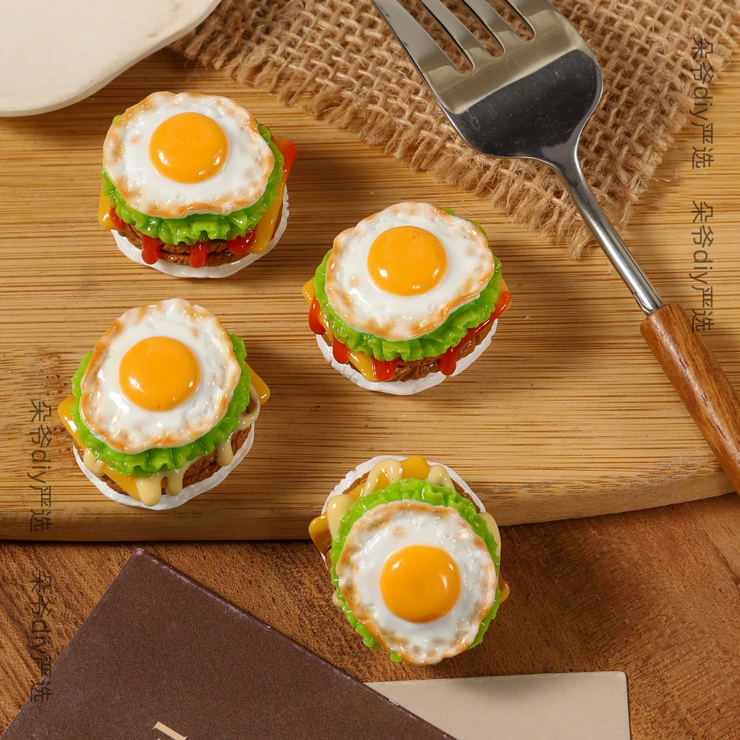 DUOYE/朵爷定制蛋魂芝士牛肉堡【现H3】diy食玩手工树脂摆件配件