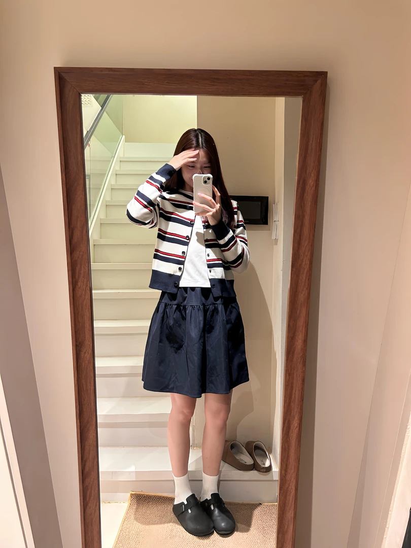 2025春季新款复古miu系修狗刺绣条纹针织开衫高腰显瘦半身裙套装