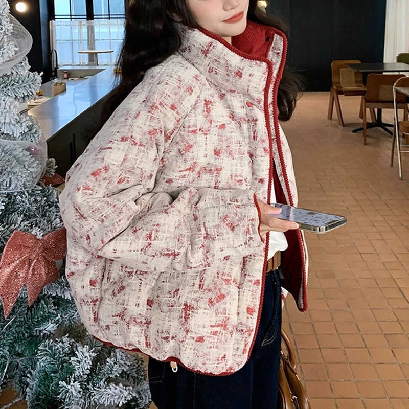 SHALLDOER【静奢玫瑰】立领棉袄外套女2026冬季韩系甜美小个子棉服