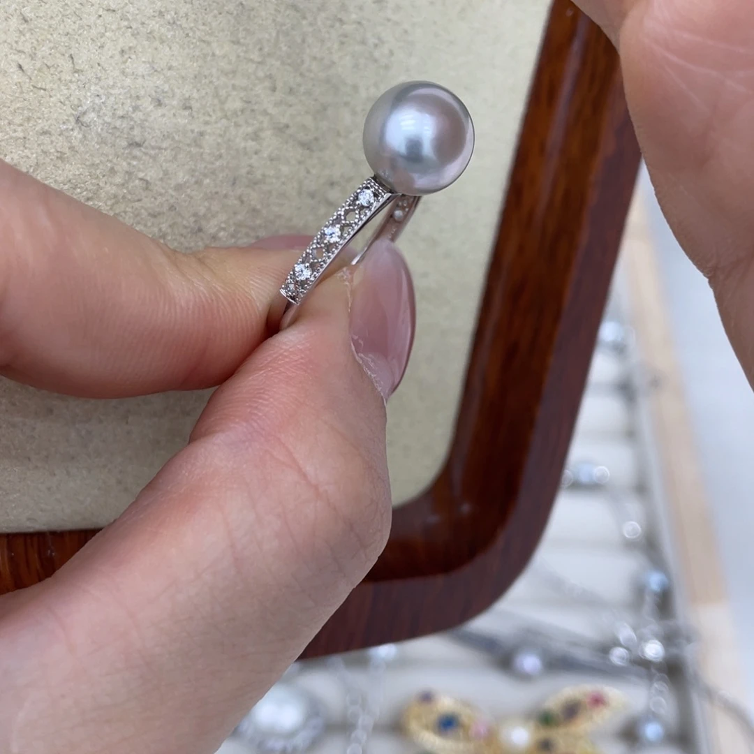 海水珍珠戒指银S925镶嵌