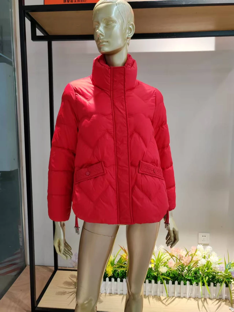 8003纯色保暖宽松休闲女立领加厚短款羽绒服