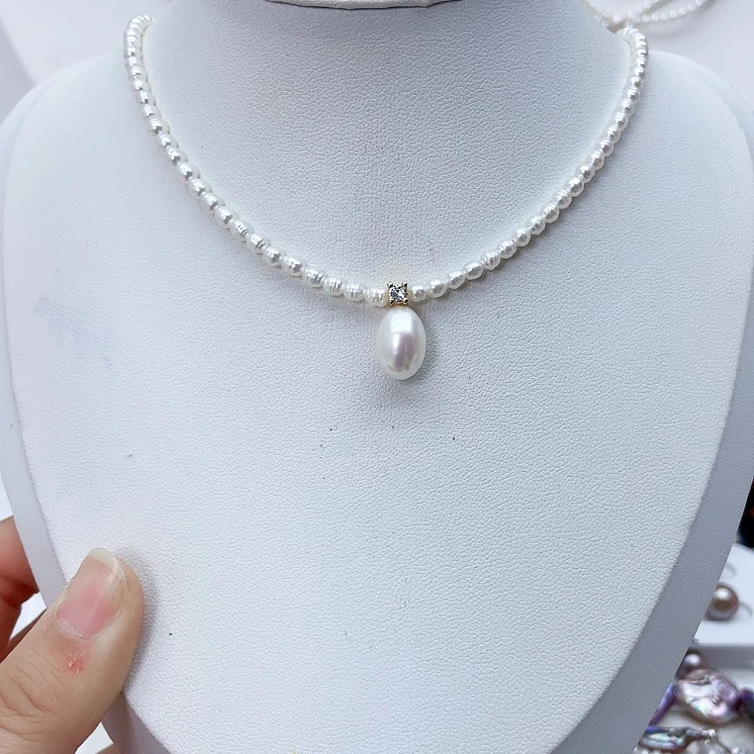 颈饰银S925镶嵌淡水珍珠