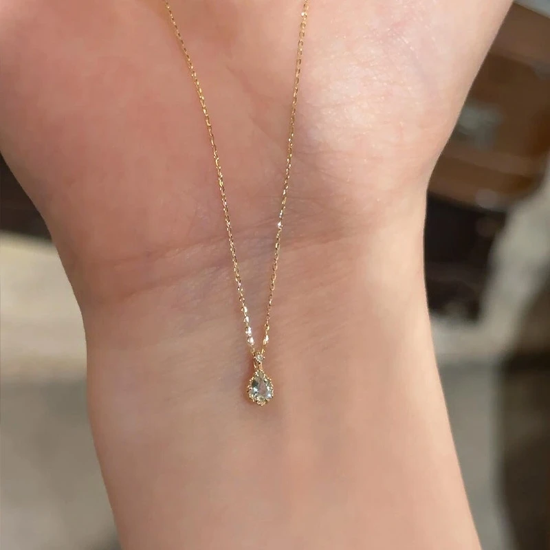 卡柒 铜合金项链 蓝色锆石水滴项链轻奢小众设计高级感精致锁骨链