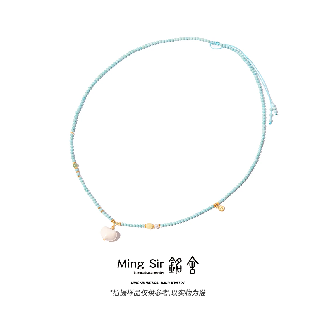 【铭舍 】原矿绿松石项链小米珠2.5mm左右珠宝-7.21