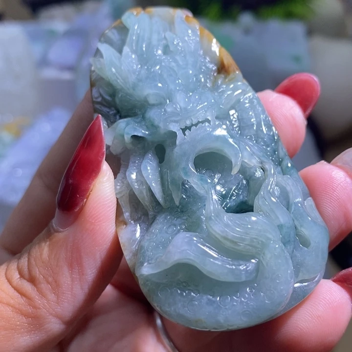 【闪购商品】翡翠挂件未镶嵌龙牌