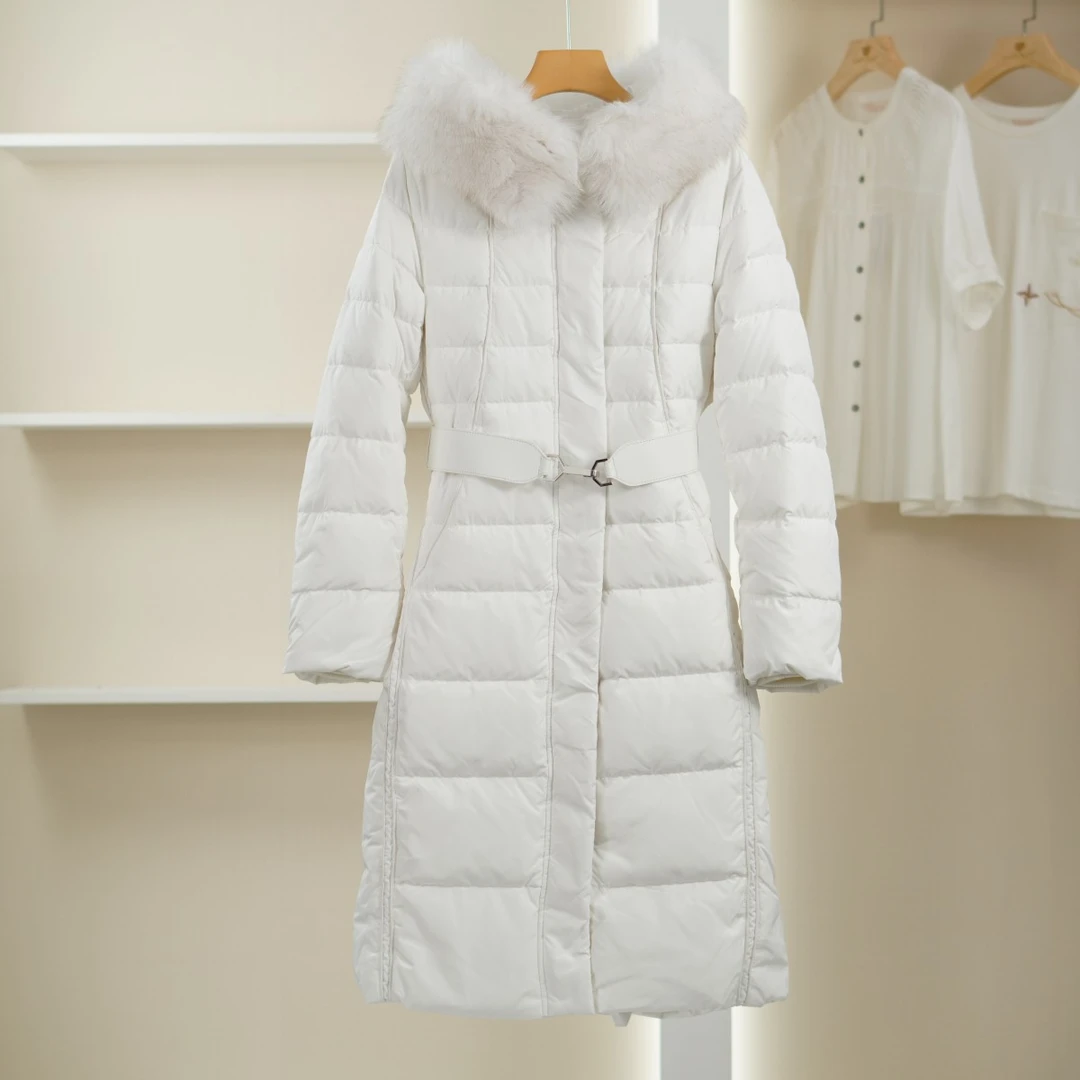 麦迪尚品【O】K888 女装冬季长款毛领收腰羽绒服品牌折扣女装C组2