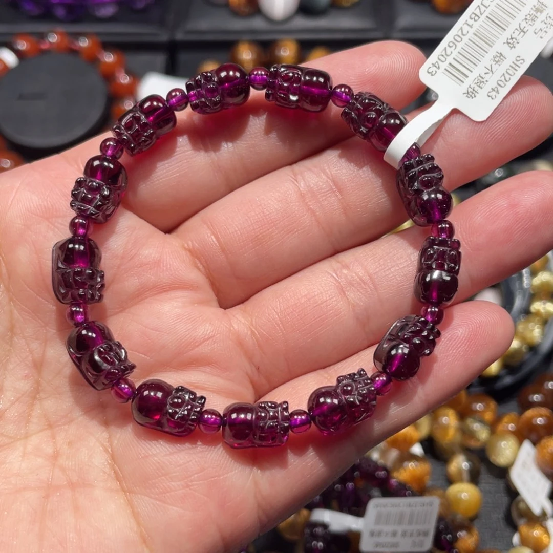 手链未镶嵌石榴石（紫牙乌）紫牙乌7.5mm左右