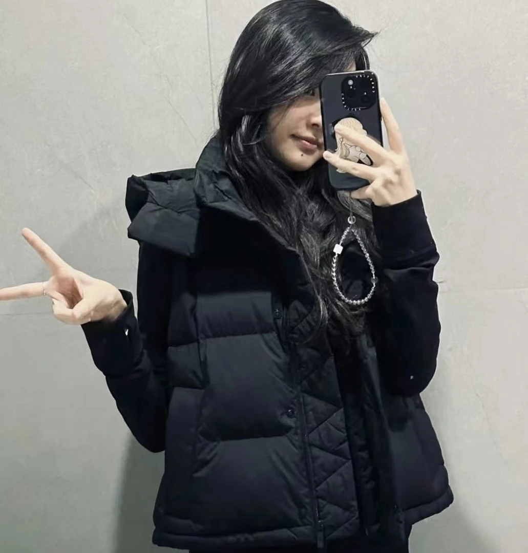 泡芙四格羽绒连帽马甲-4841