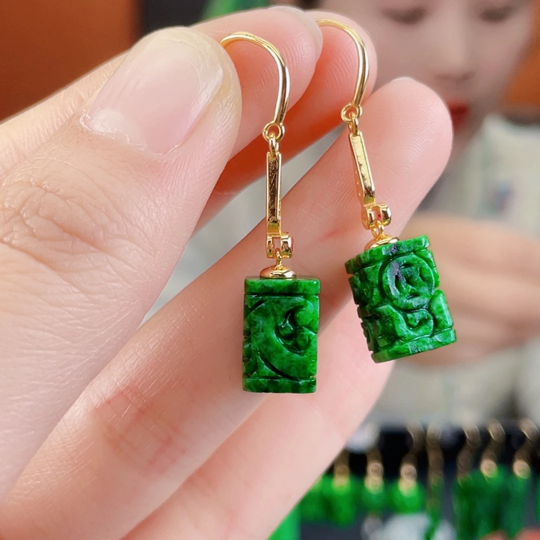 翡翠银S925镶嵌耳饰