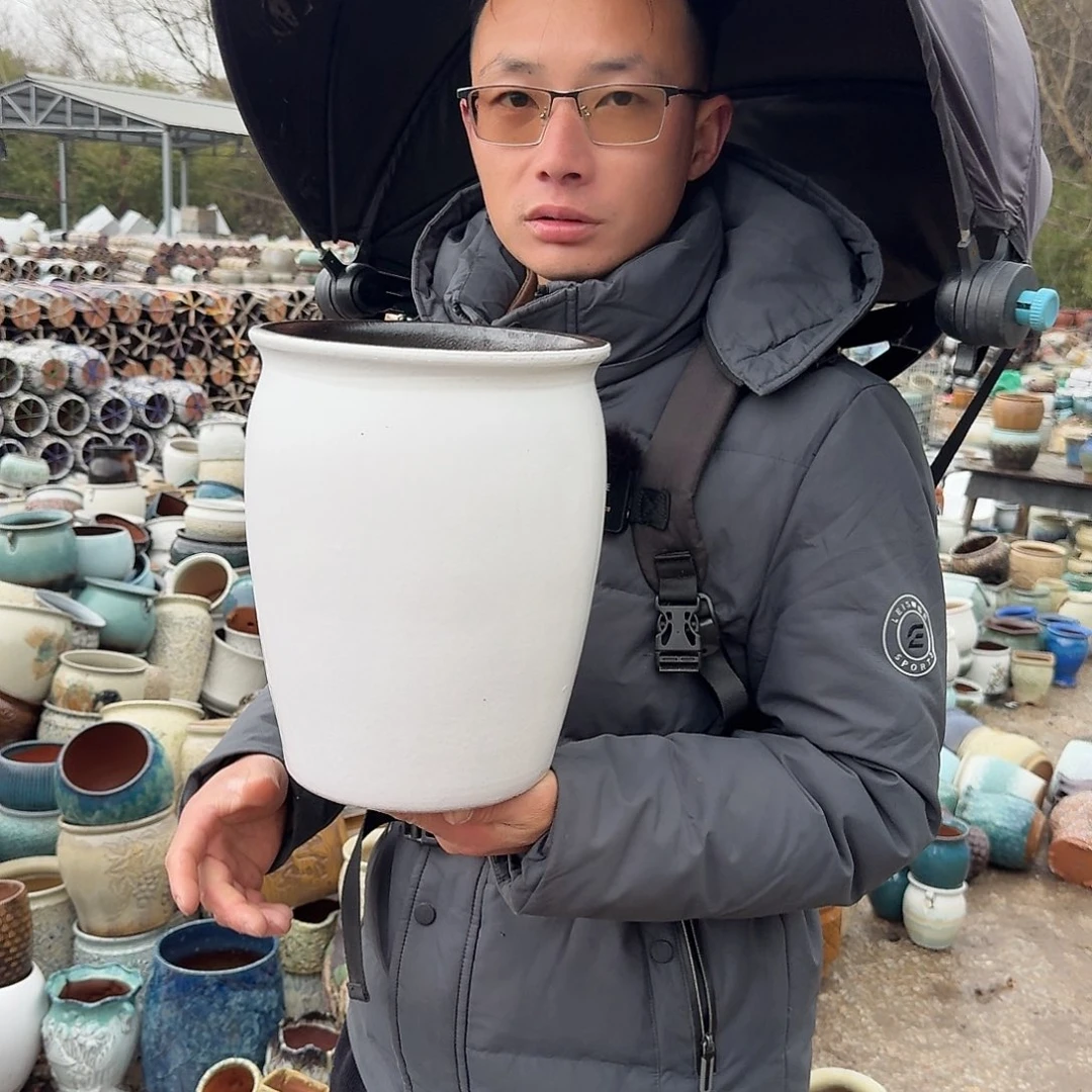 紫砂花盆口20高25.5（一个白色老庄白武