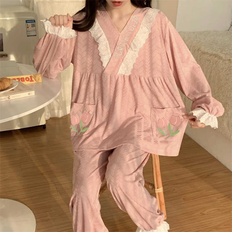 300斤春秋季大码睡衣女款加肥长袖套装2025穿搭家居服可外穿遛弯