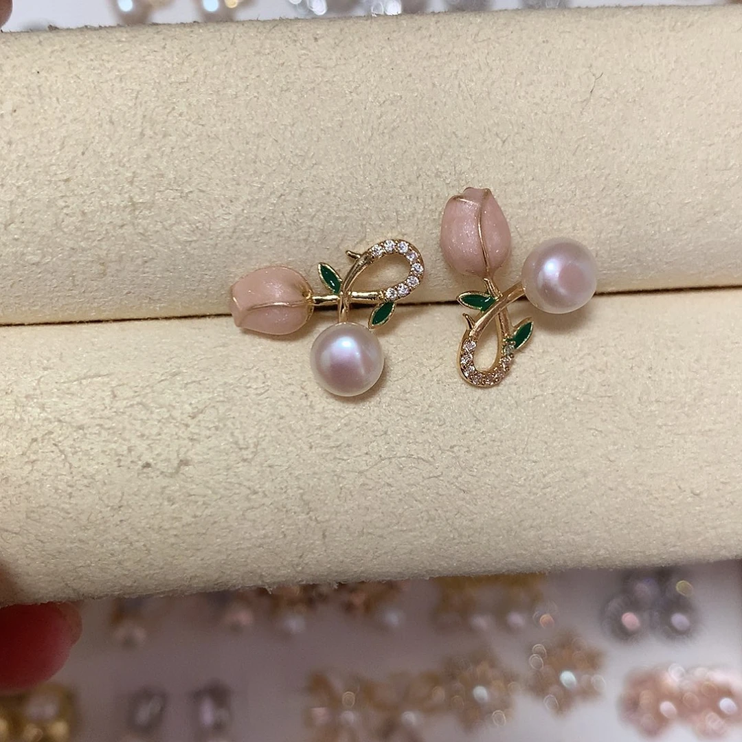 淡水珍珠耳饰合金