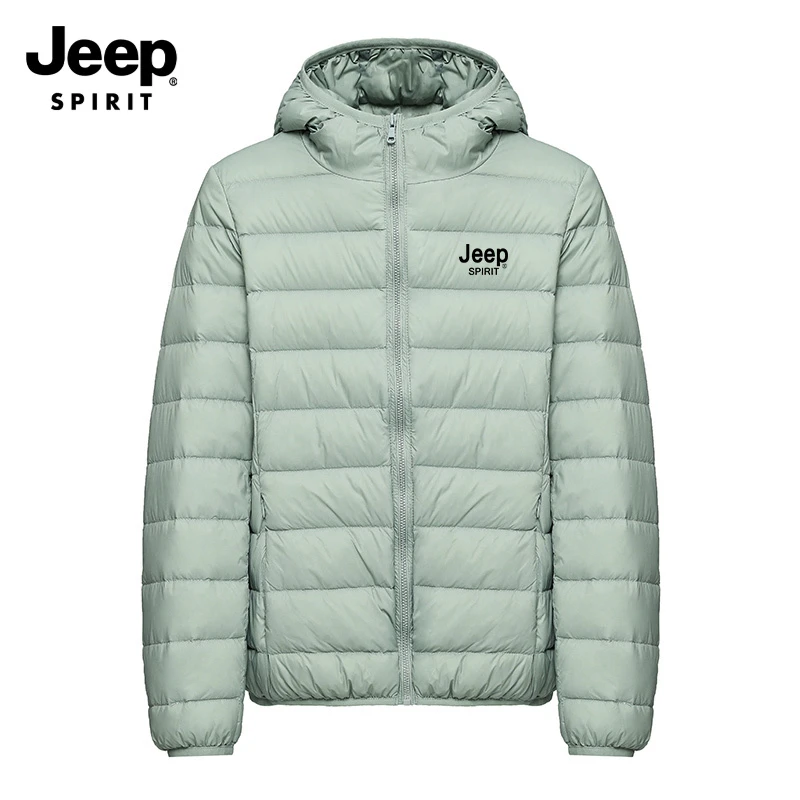 JEEP SPIRIT吉普轻薄羽绒服女立领秋冬款短款白鸭绒纯色男羽绒服