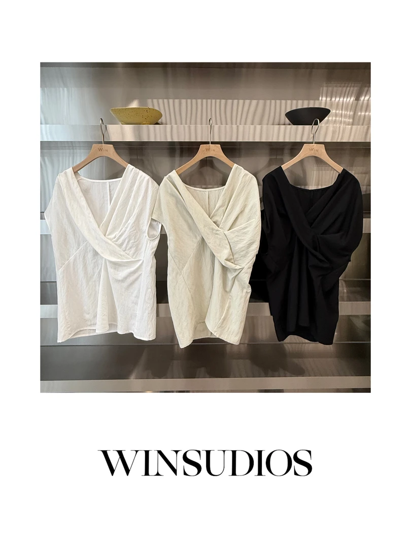 竹影【WIN小众定制款】纽结设计短袖衬衫