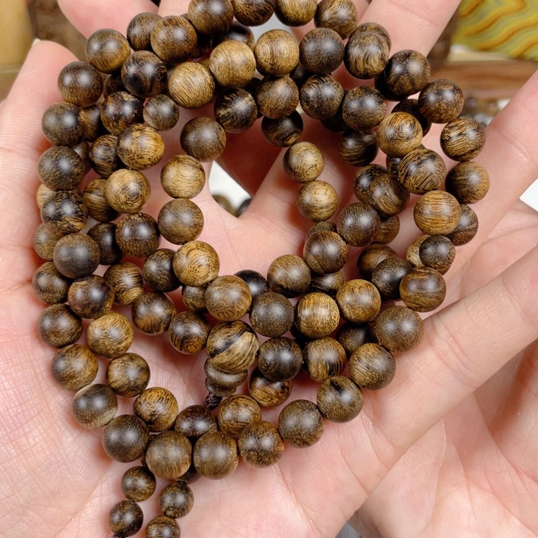 沉香手串任*越南芽庄白棋老料满瘤疤0.8×108