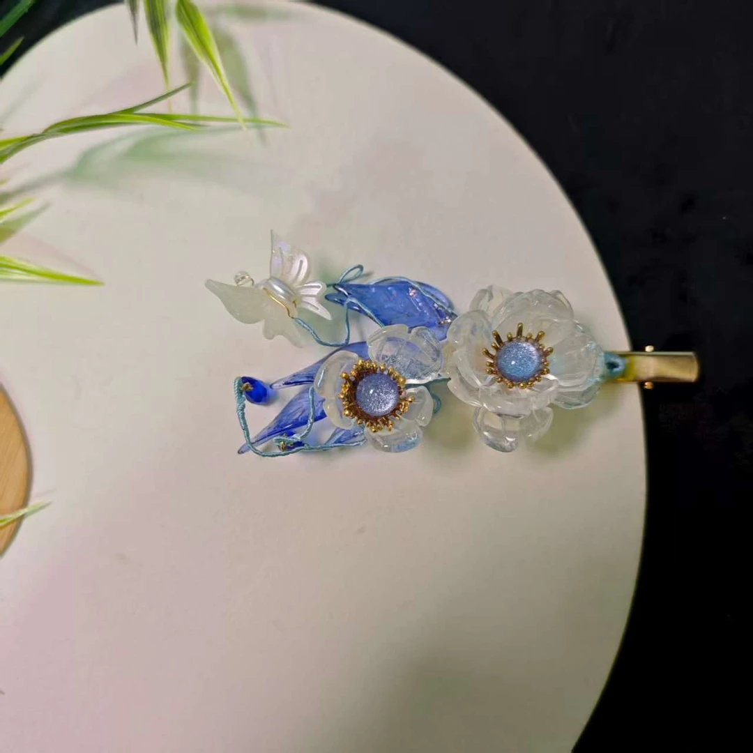 云鬓花古风饰品古装发饰仙气飘飘发夹 青衿透雪（孤品汉服发冠B446