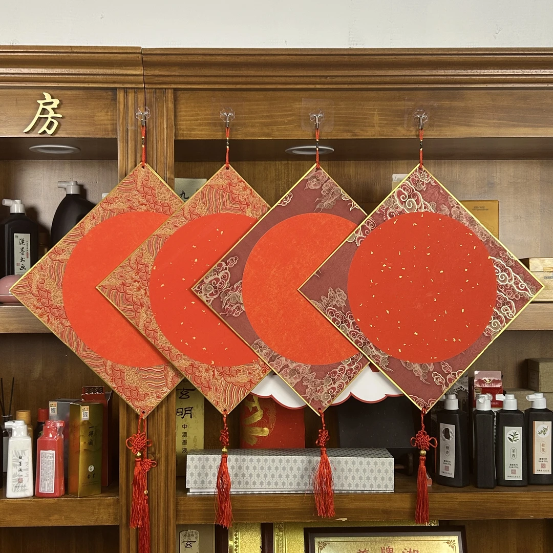 4个装[宋锦福卡]33*33cm书法创作福卡硬卡  新年福卡