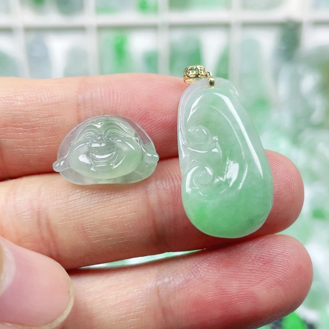 *****翡翠18K金镶嵌吊坠(不含链)