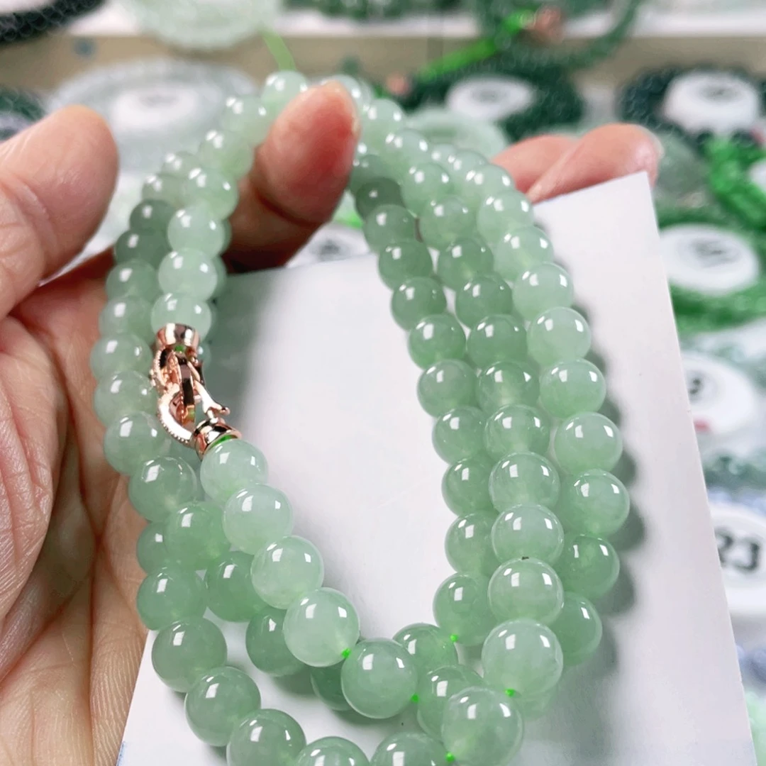 翡翠未镶嵌项链天然翡翠项链7.7mm