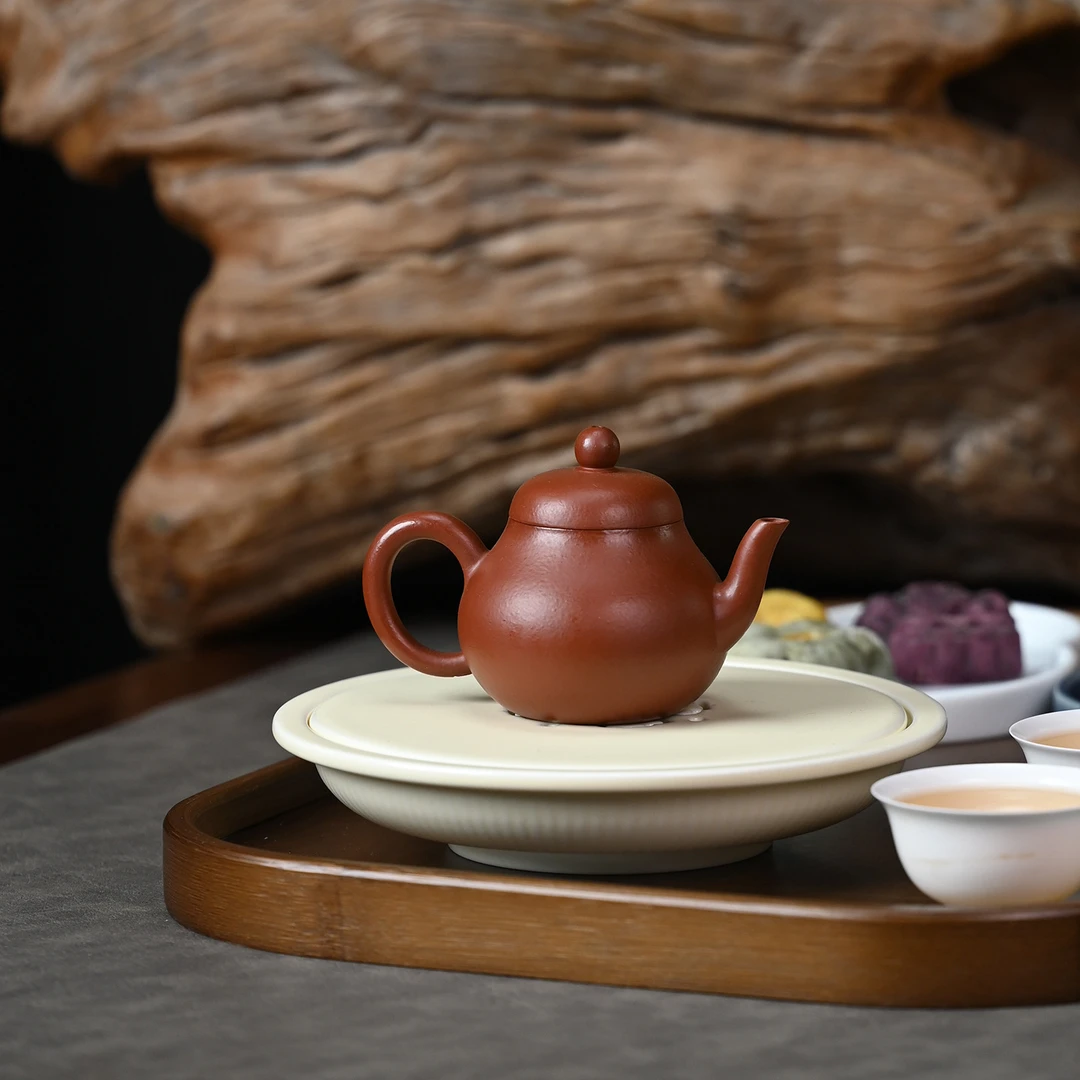 原矿朱泥纯手工小品梨形130ML 内推球孔功夫泡茶壶茶具宜兴紫砂壶