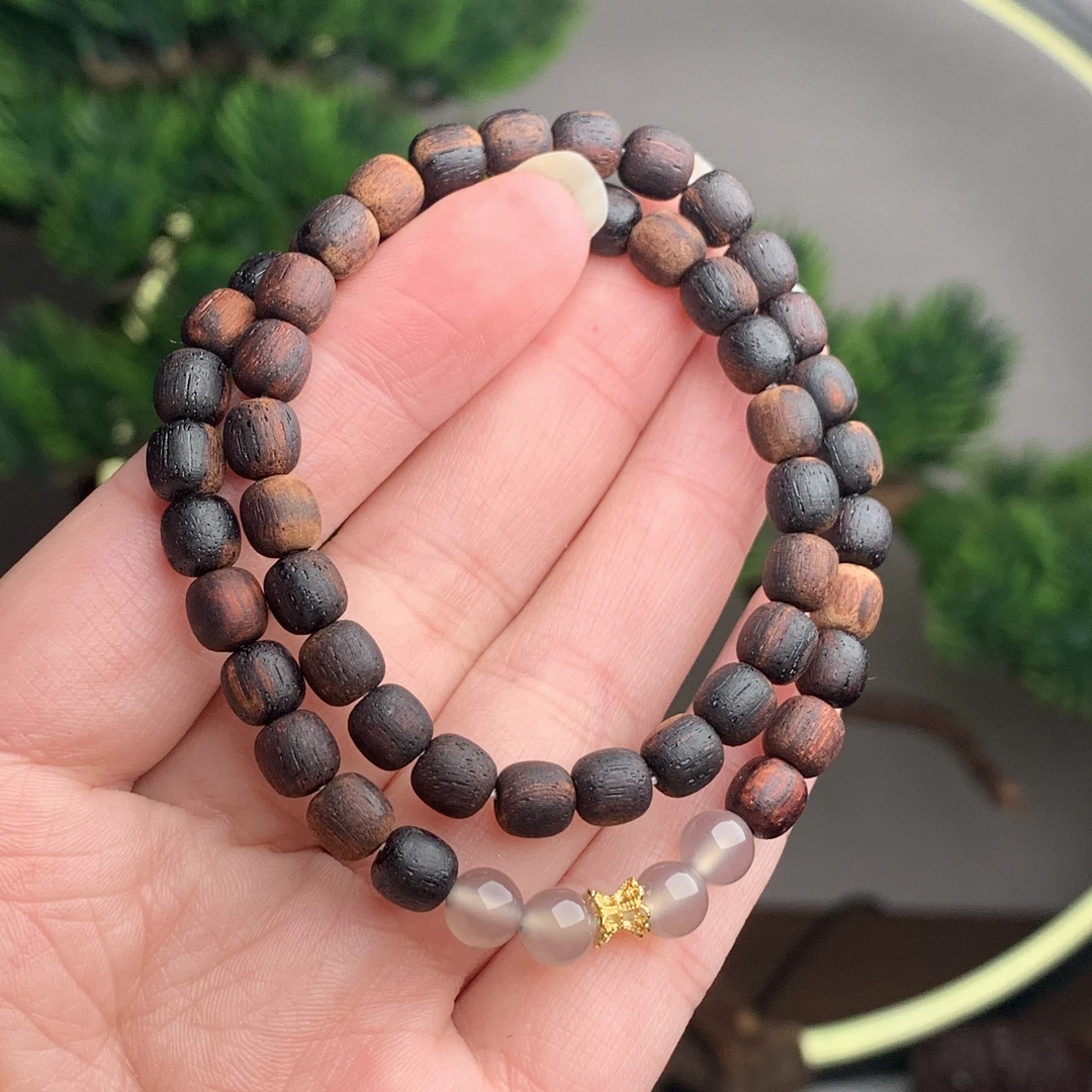 「两圈麻丝」0.6老型珠天然降真香手串